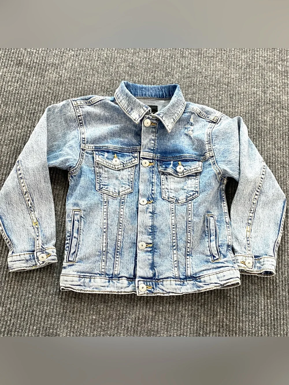 Art Class Denim Jacket Girls Size S 6/7 Blue Distressed Button Up Pockets
